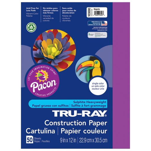 [103000 PAC] 9x12 Magenta Tru-Ray Construction Paper 50ct Pack