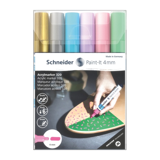 [120296 PSY] Paint-It Bullet Tip Acrylic Markers 6 Assorted Pastel Colors