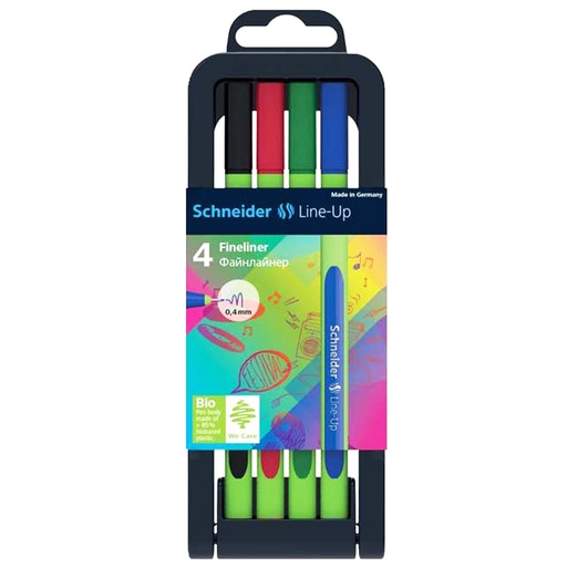 [191094 PSY] Line-Up Fineliner Pens in 4 Assorted Colors Adjustable Case Stand