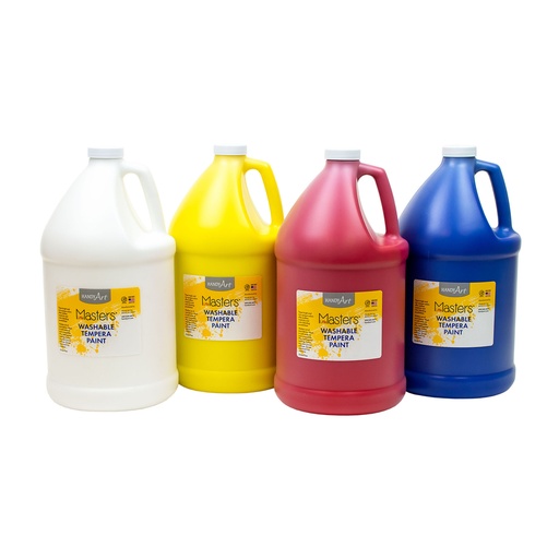 [882787 RPC] Little Masters® 4 Gallon Washable Tempera Paint Kit WH YL RD BL