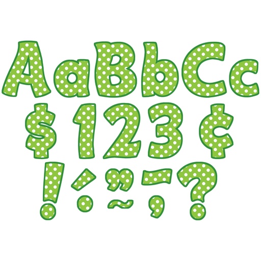 [5345 TCR] Lime Polka Dots Funtastic Font 4" Letters Combo Pack