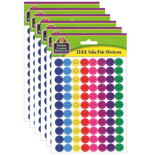 [6633-6 TCR] Mini Multi Color Happy Face Stickers Valu-Pak 6,864ct