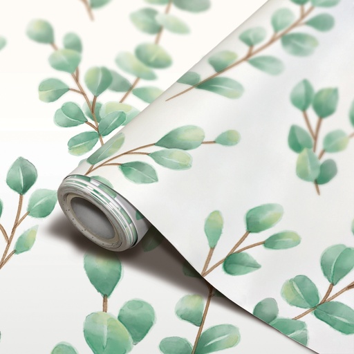 [70008 TCR] Eucalyptus Peel and Stick Decorative Paper Roll 17.5" x 10' 