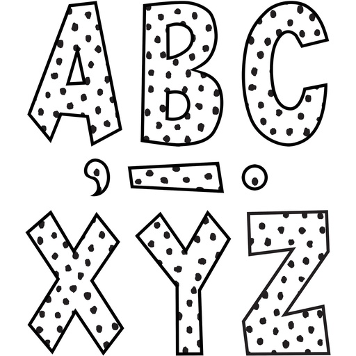 [70102 TCR] Black Painted Dots on White 7" Fun Font Letters
