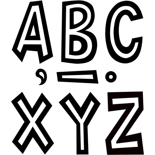 [70103 TCR] Black and White 7" Fun Font Letters