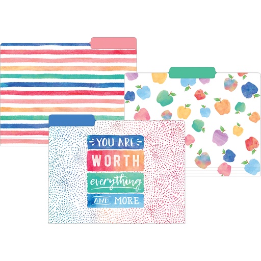 [8541 TCR] Watercolor File Folders Pack of 12
