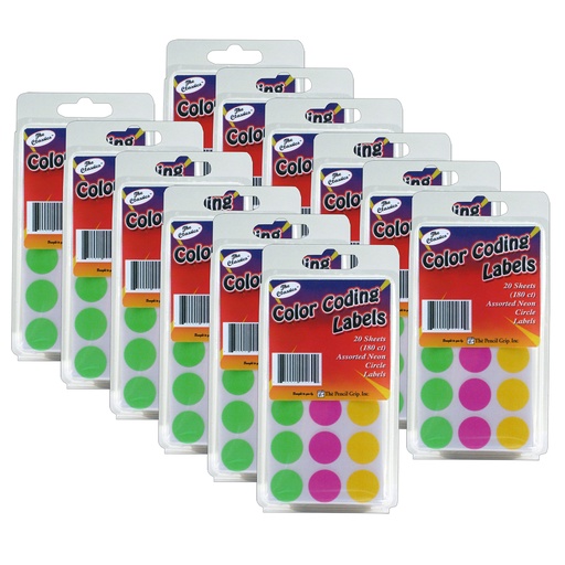[460-12 TPG] Neon Color Coding Circle Labels 1,296ct