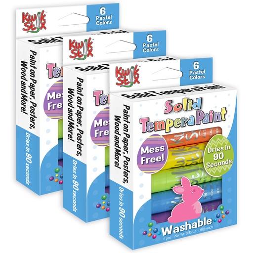 [679-3 TPG] 18ct Tempera Paint Sticks in 6 Pastel Colors