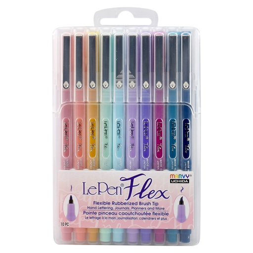 [480010P UCH] LePen® Brush Tip Flex Markers Pastel 10 Colors