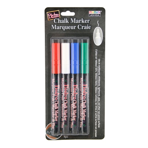 [4824E UCH] Bistro Fine Tip Chalk Markers 4-Color Set: Red, Green, Blue, White 