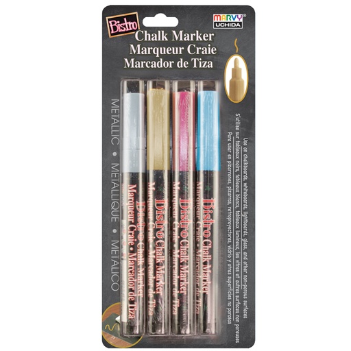 [4824M UCH] Bistro Broad Tip Chalk Markers Set 4M: Gold, Silver, Blue, Red