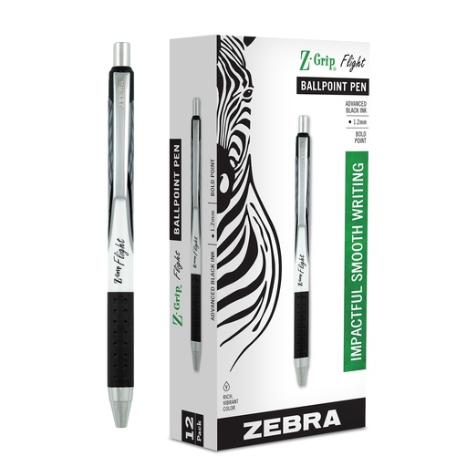 [21910 ZEB] Z-Grip® Flight Black Retractable Ballpoint Pens Dozen