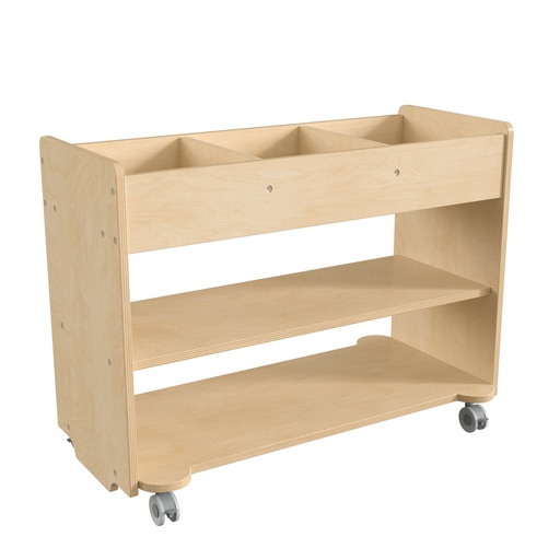 [24145 FF] Wooden 3 Cubby/2 Shelf Mobile Storage Cart with Locking Caster Wheels