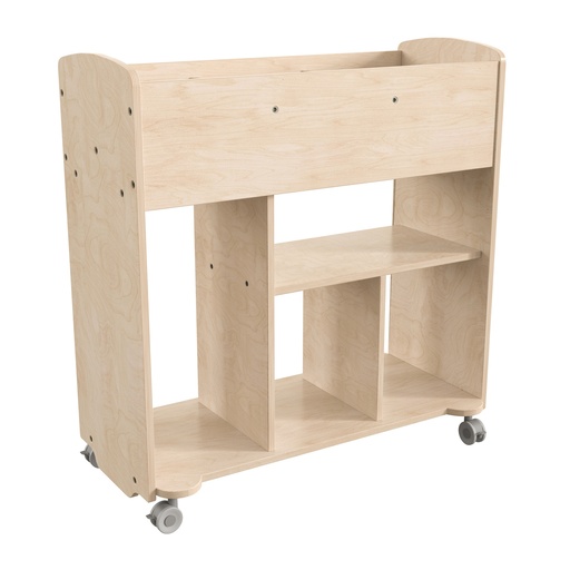 [24244 FF] Double Sided Wooden 10 Compartment Mobile Storage Cart with Locking Casters