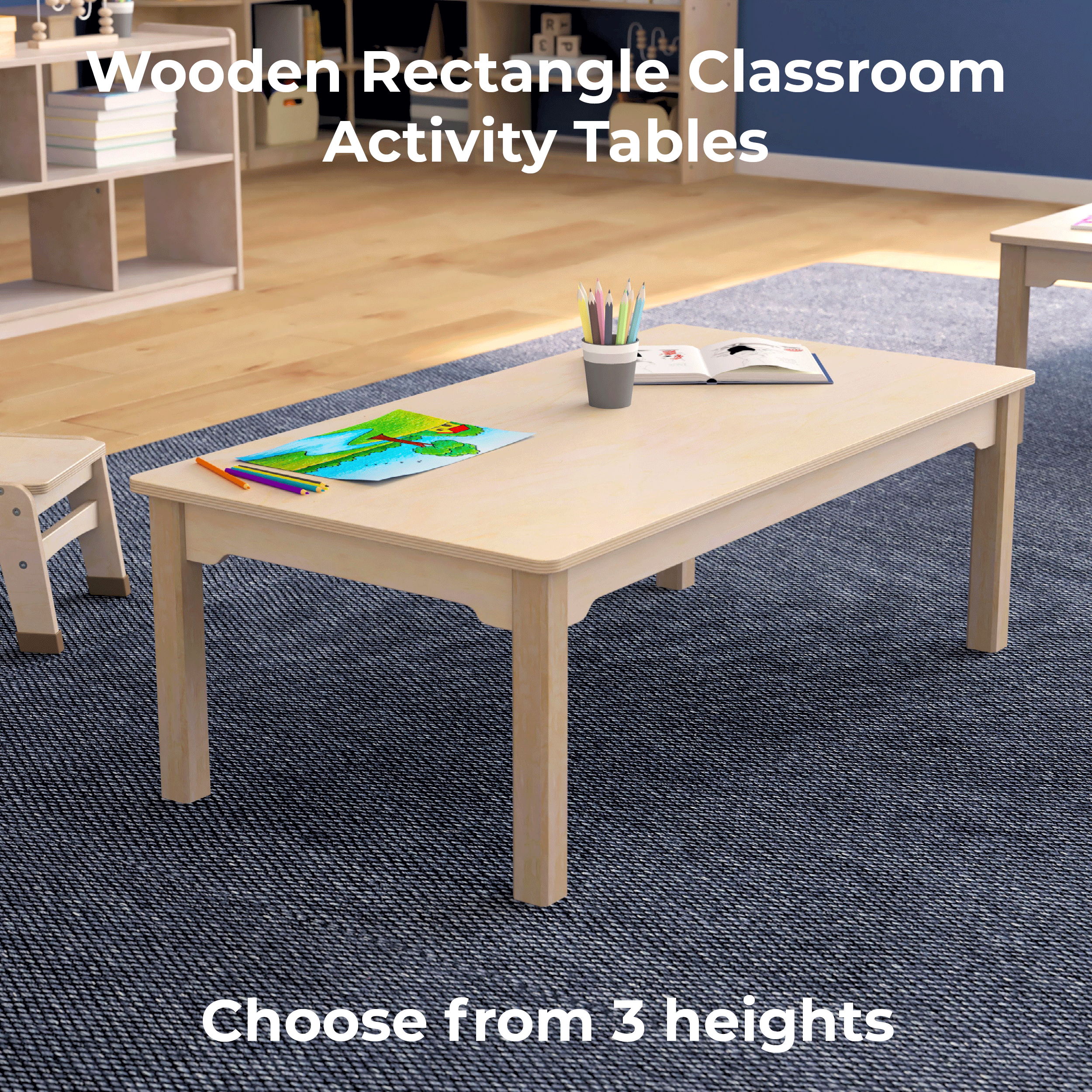 Wooden Rectangle Classroom Activity Table