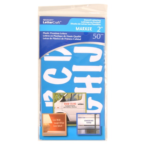 [15836 ACM] LetterCraft Reusable Plastic Stencils, Full Alphabet & Numbers, Marker Font, 2-Inch | 15836 ACM