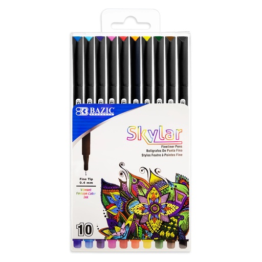 [17036 BAZ] Skylar 0.4 mm Fineliner Pen 10 Color