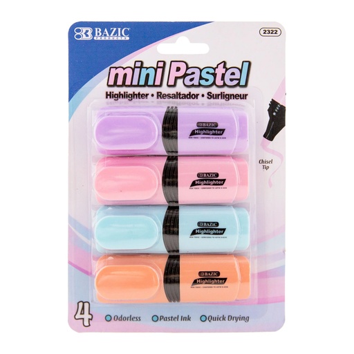 [2322 BAZ] Mini Desk Style Pastel Highlighters Pack of 4