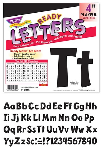 [79741 T] Black 4" Playful Ready Letters Combo Pack