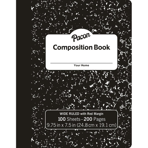 [MMK37101 PAC] Black Marble Composition Book Wide Ruled