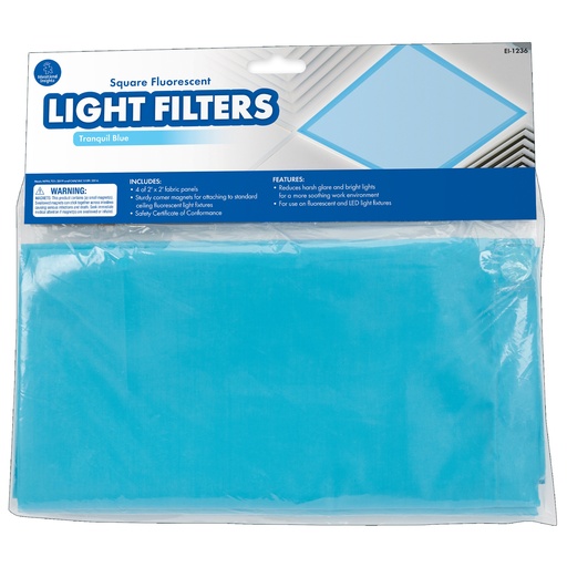[1236 EI] Classroom Light Filters, 2' x 2', Tranquil Blue, Set of 4