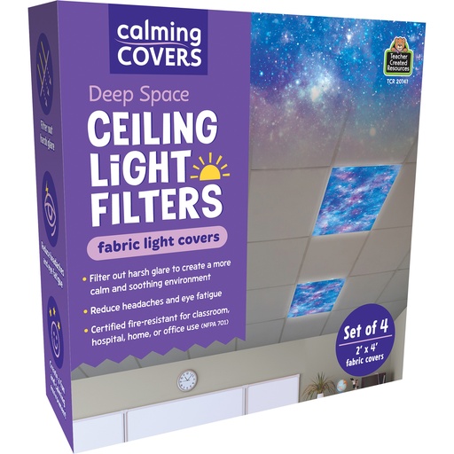 [20141 TCR] Calming Covers Ceiling Light Filters, 2' x 4', Deep Space, Pack of 4