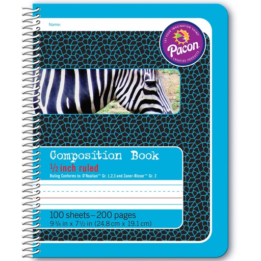 [2429 PAC] Blue Spiral Bound Composition Book 1/2 inch Ruling