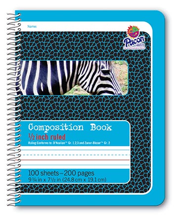 [2429 PAC] Blue Spiral Bound Composition Book 1/2 inch Ruling