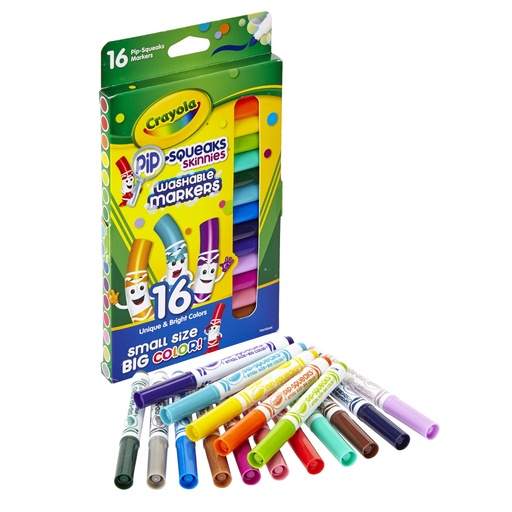 [588146 BIN] Pip-Squeaks™ Skinnies™ Markers, Fine Tip, 16 Colors
