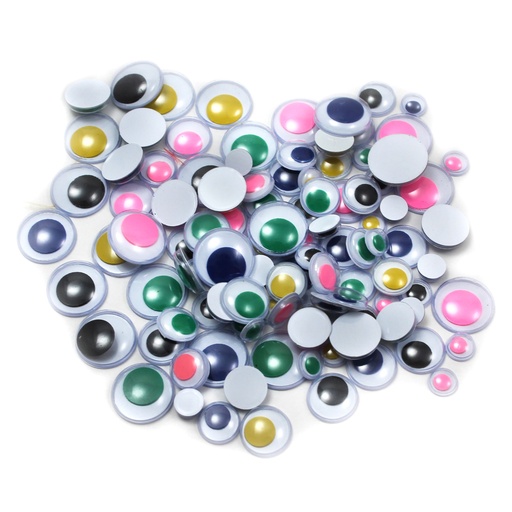 [64550 CLI] Creative Arts™ Wiggle Eyes, Round, Assorted Sizes & Colors, Bag of 100