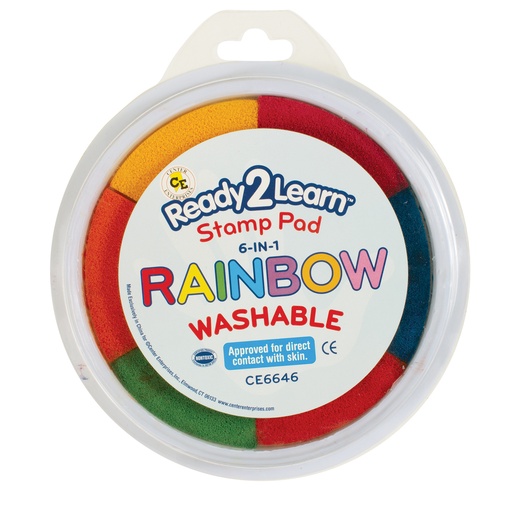 [6646 CE] Jumbo 6-in-1 Circular Washable Stamp Pad - Rainbow - 6 Colors - 5.75" dia.
