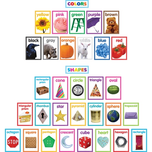 [8799 TCR] Colorful Photo Shapes & Colors Cards Bulletin Board Set