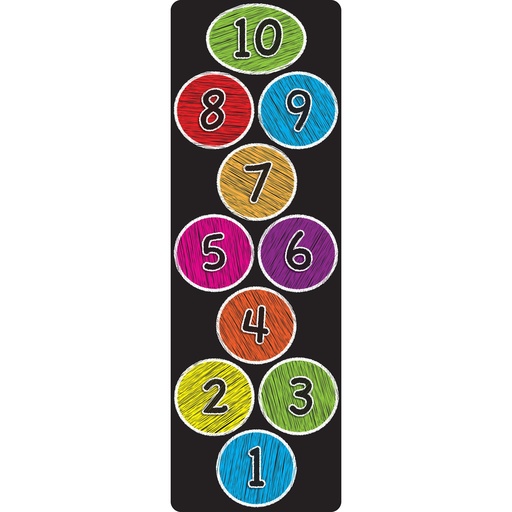 [91405 ASH] Smart Poly™, The Original Fun Mat™, Mat Runner, 15.5" x 47", Numbers 1-10, Colored Chalk Circles