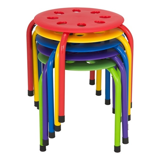 [NAUH1200ACP BP] Assorted Color 12" H Plastic Stacking Stools Set of 5 