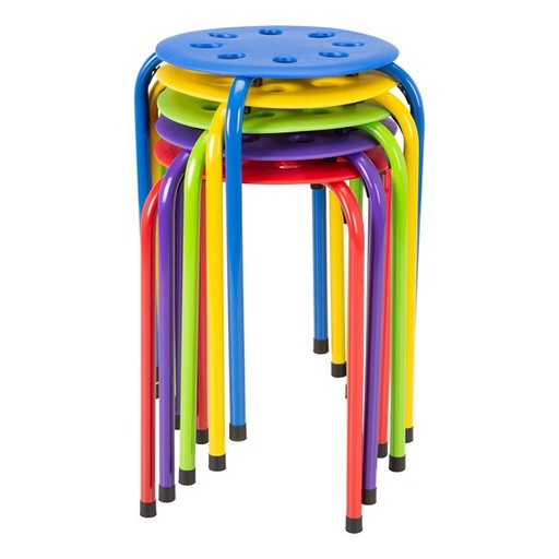 [NSTOOLACP BP] Assorted Color 17 3/4" H Plastic Stacking Stools Set of 5 