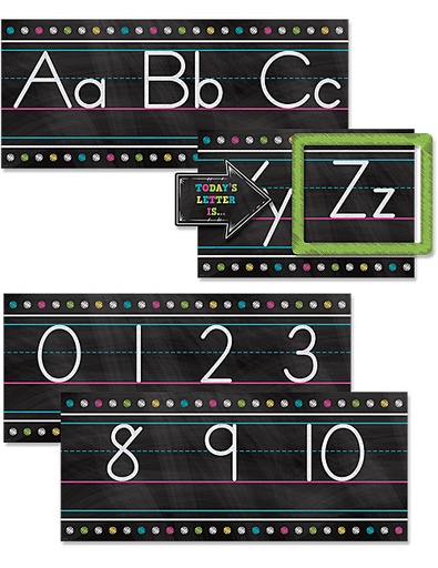 [5621 TCR] Chalkboard Brights Alphabet Line Bulletin Board Set