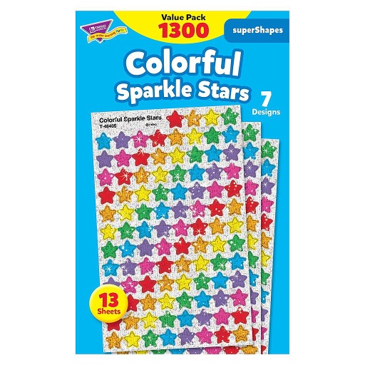 [46910 T] Colorful Sparkle Stars SuperShapes Stickers Value Pack
