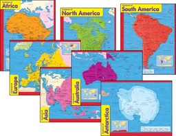 [38930 T] Continents Learning Charts Combo Pack, Set of 7