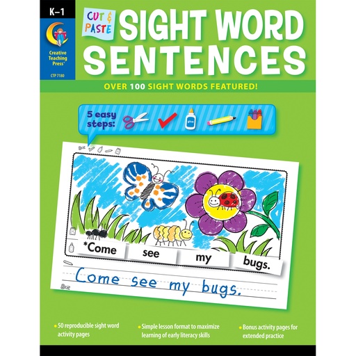 [7180 CTP] Cut and Paste Sight Word Sentences Book Gr K to 1