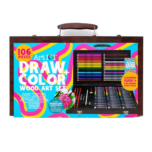 [53106MB AOO] Draw & Color Wood 106-Piece Art Set