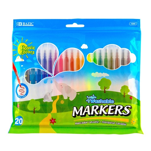 [1265 BAZ] Fine Line Washable Markers 20 Colors