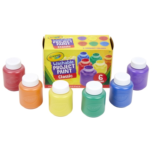 [541204 BIN] Classic Colors 2 Ounce Bottles Washable Project Paint 6 Count