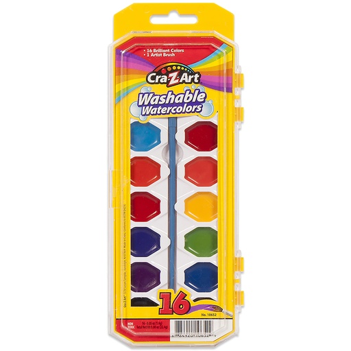 [10652WM36 CZA] Washable Watercolors with Brush 16 Colors