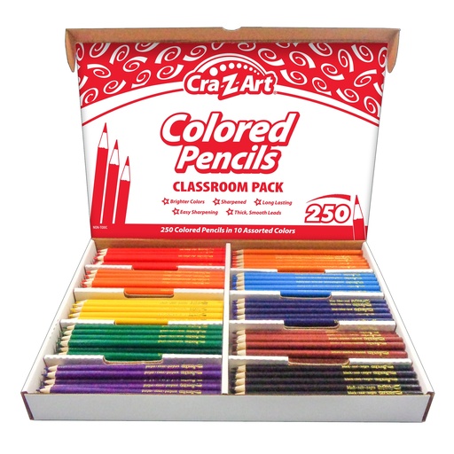 [740011 CZA] Colored Pencil Classroom Pack 250ct in 10 Colors