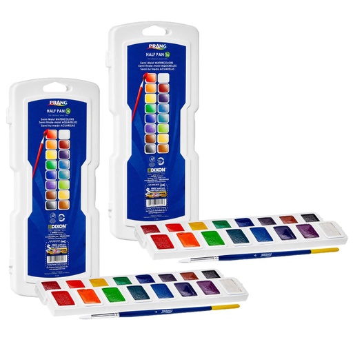 [X01600-2 DIX] 16-Color Half Pan Watercolors Sets with Brushes 2ct