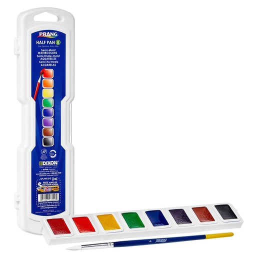 [X08000 DIX] Professional 8-Color Half Pan Watercolor Set with Brush