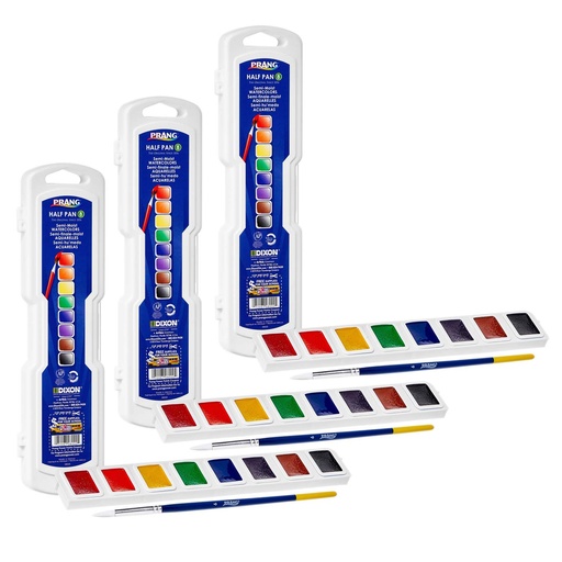 [X08000-3 DIX] Professional 8-Color Half Pan Watercolor Sest with Brushes 3ct