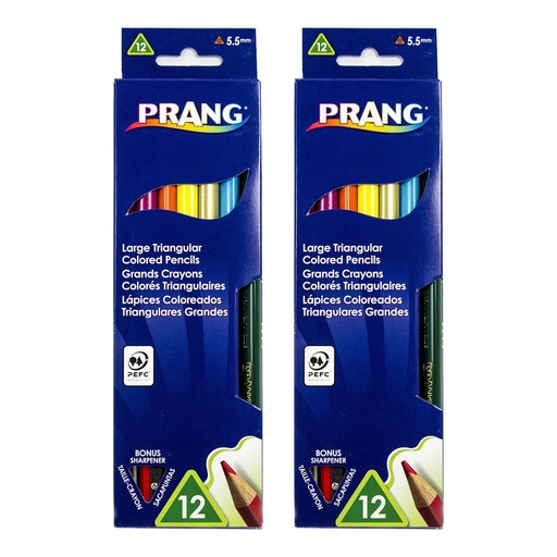 [25120-2 DIX] Triangular Colored Pencils With Sharpener 2 Packs of 12 Colors