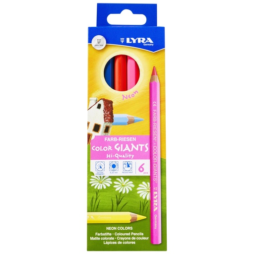[3941063 DIX] Neon Giant Colored Pencils 6 Colors