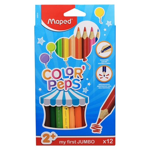 [834010ZV MAP] Color'Peps My First Jumbo Triangular Colored Pencils Pack of 12